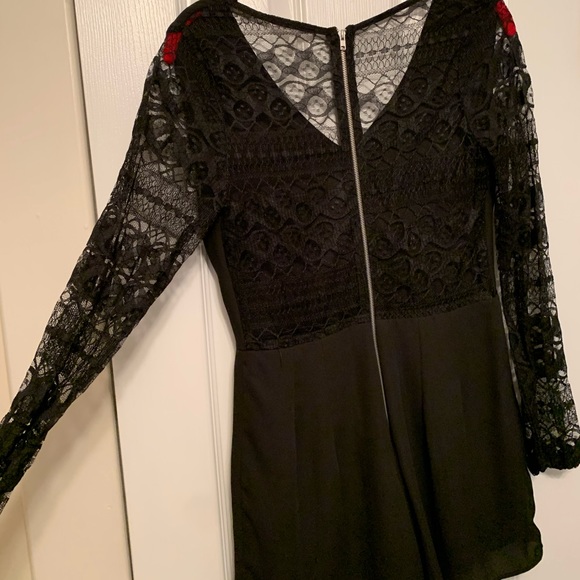 Charlotte Russe Pants - Black Lace Romper